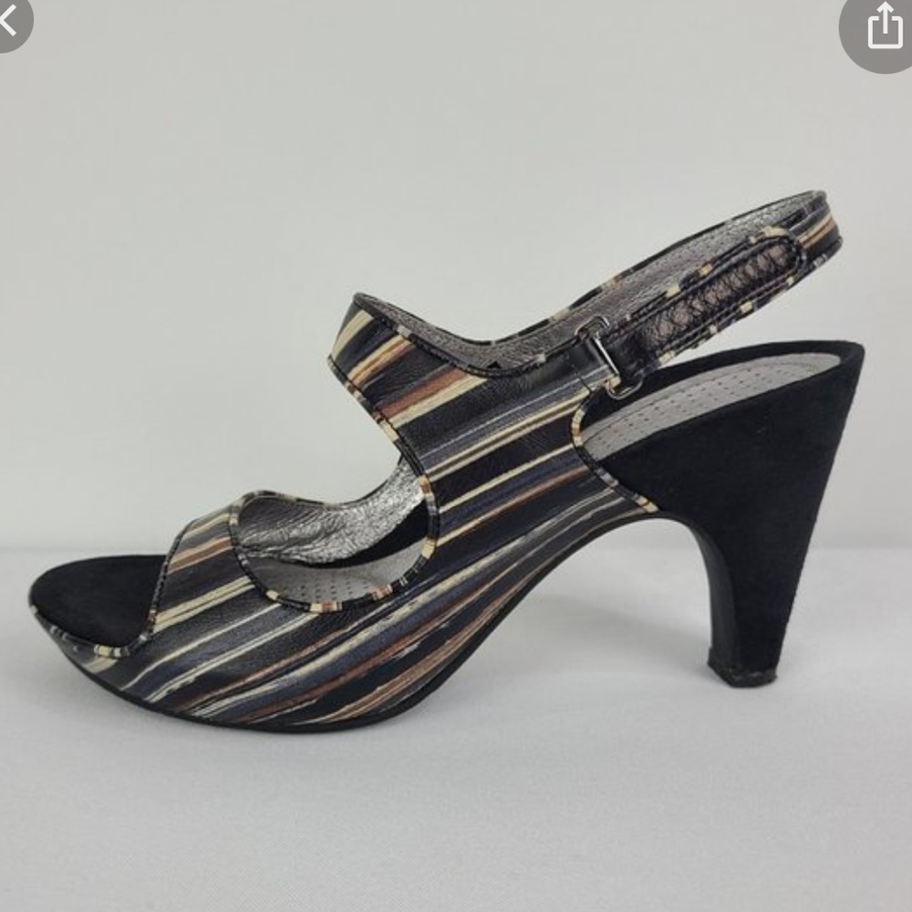 Tsubo striped heels size 7 comfort style black/grey/burgundy